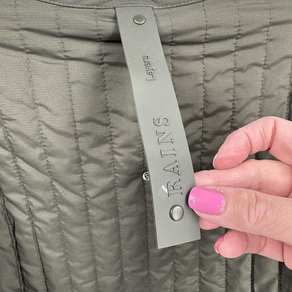 Rains Jacket Unisex XS/S Green Liner Quilted Lightweight Zip Front Layer - Picture 5 of 9